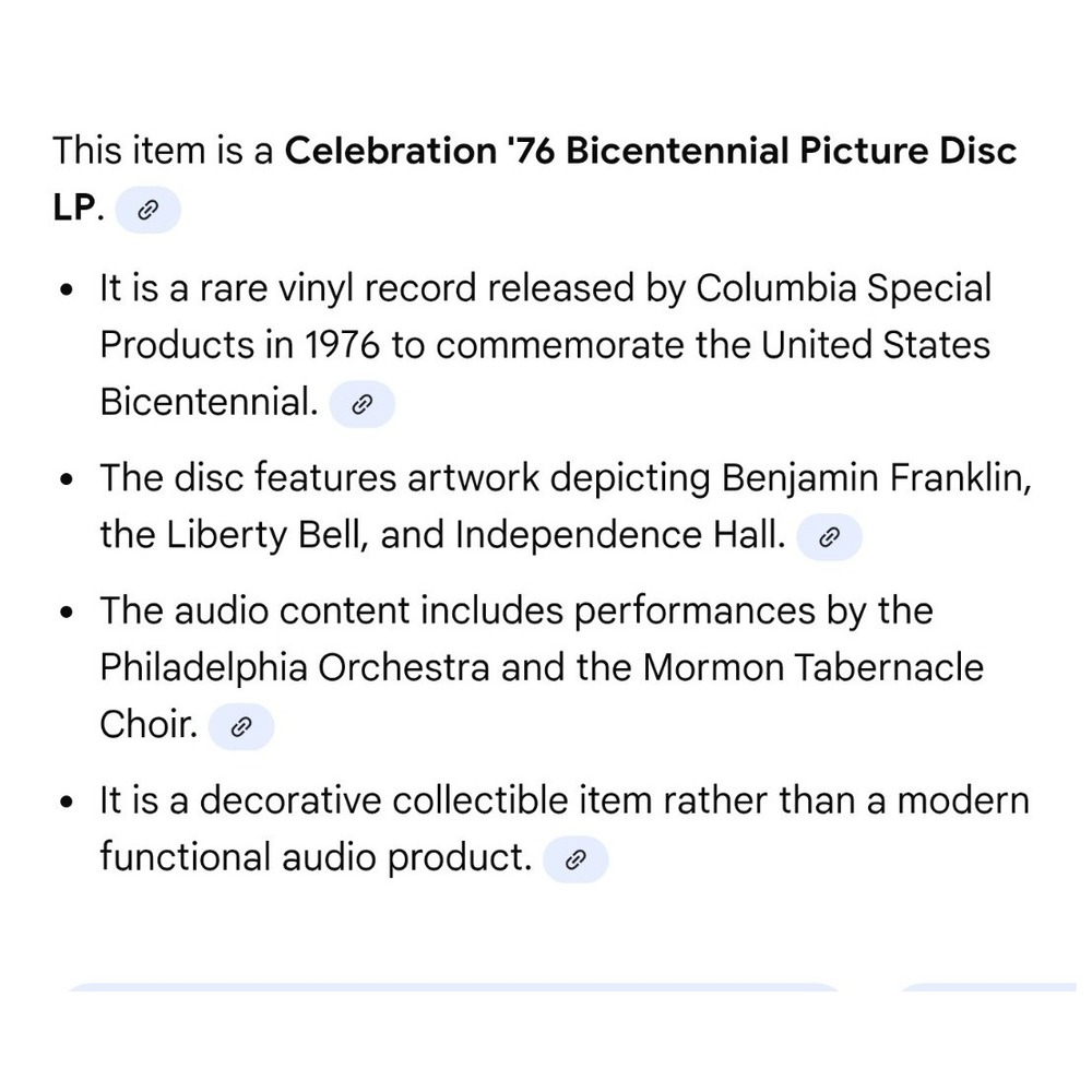 Celebration US Bicentennial Picture Disc Vinyl LP‎ Mormon Tabernacle Choir 1976 - Picture 5 of 5